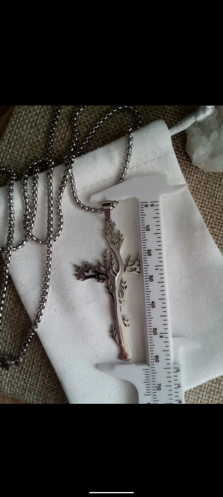 Collar cruz árbol plateado – photo 3